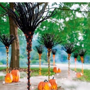 Halloween Black and Orange Lighted Tree Decor